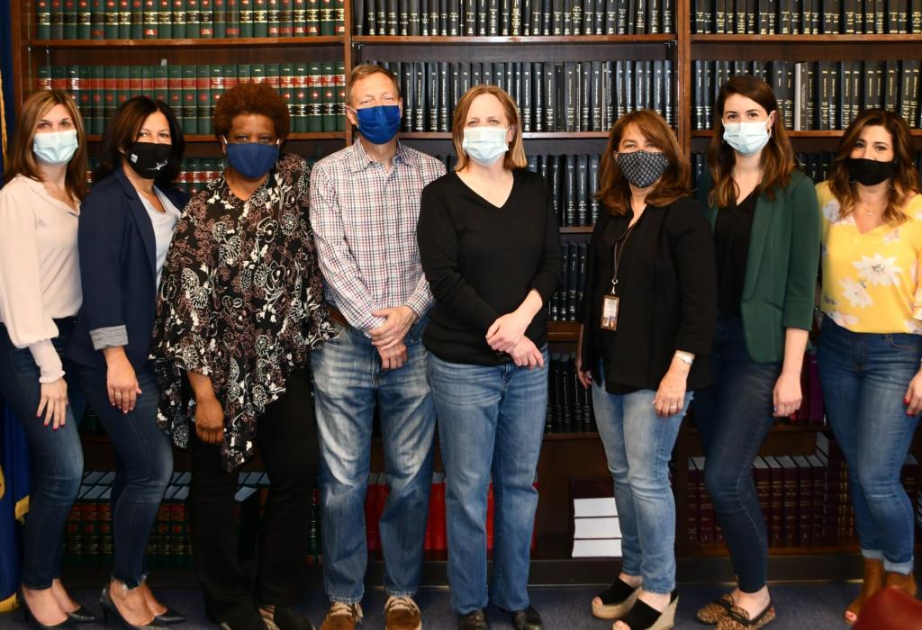 The Office of Queens DA Melinda Katz takes part in National Denim Day, an annual day of action in which people are encouraged to wear denim to combat victim blaming and educate others about sexual violence. April 28, 2021