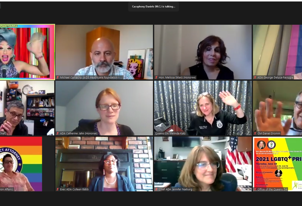 DA Melinda Katz commemorates PRIDE Month by hosting a virtual LGBTQ+ Pride Celebration. During the ceremony, she honored local leaders for their outstanding contribution and activism on behalf of the LGBTQ+ community. June 10, 2021