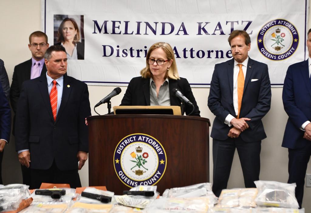 DA Melinda Katz, along with the NYPD, announces the takedown of a network of drug dealers and gun traffickers in the Redfern community in Far Rockaway. June 30, 2021