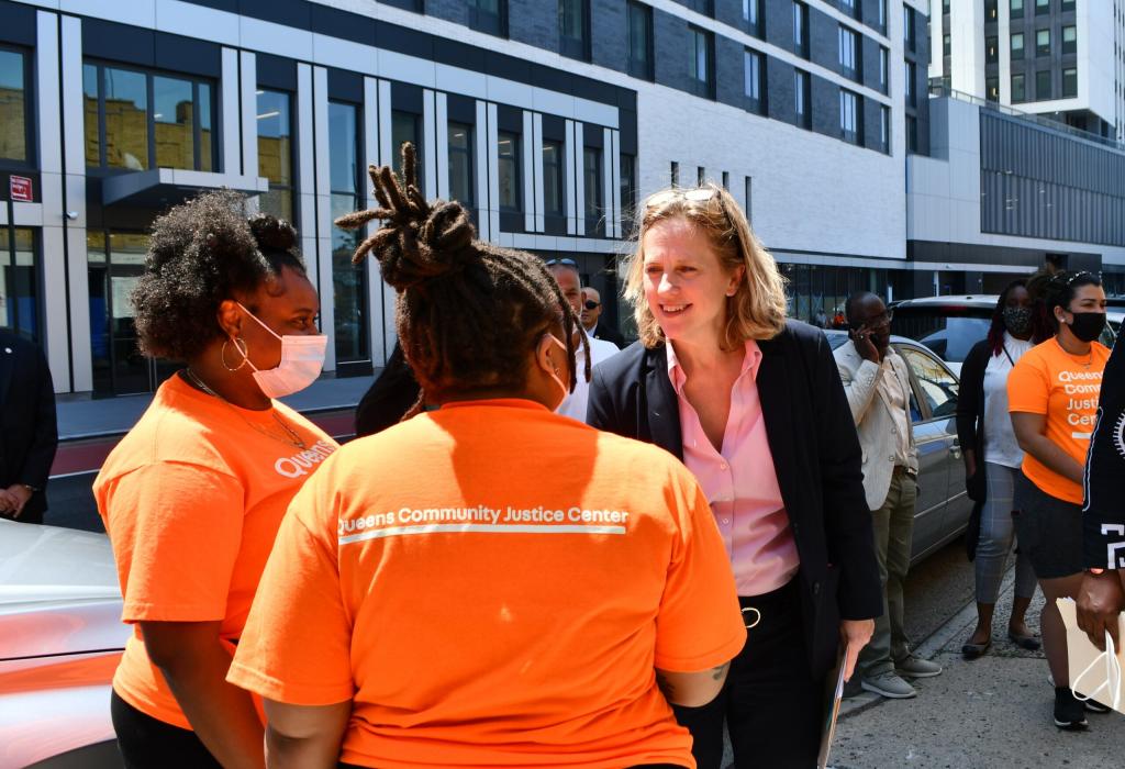 DA Melinda Katz attends the ribbon cutting ceremony for the Queens Community Justice Center, marking the expansion of their restorative justice programming to individuals of all ages. July 23, 2021.